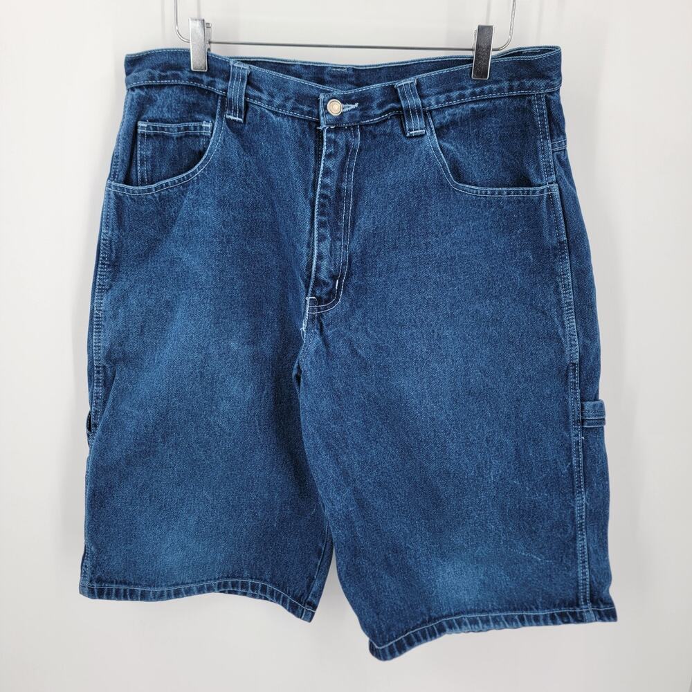 FUBU Denim Shorts Mens 38 Blue Carpenter Jorts Baggy Utility Pockets Vintage